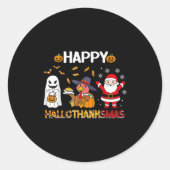 Happy Hallothanksmas Funny Halloween Erntedank Runder Aufkleber (Vorderseite)