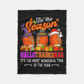 Happy Hallothanksmas Funny Halloween Thanksgiving  Fleecedecke (Vorderseite)