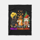 Happy Hallothanksmas Funny Halloween Thanksgiving Fleecedecke (Vorderseite)