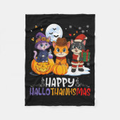 Happy Hallothanksmas Funny Halloween Thanksgiving  Fleecedecke (Vorderseite)