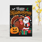 Happy Hallothanksmas Funny Halloween Thanksgiving Karte (Gelbe Blume)