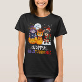 Happy Hallothanksmas Funny Halloween Thanksgiving T-Shirt (Vorderseite)