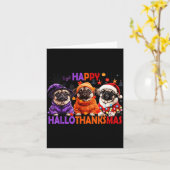 Happy Hallothanksmas Funny Pug Halloween Thanksgiv Karte (Gelbe Blume)