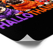 Happy Hallothanksmas Funny Pug Halloween Thanksgiv Poster (Ecke)