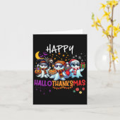 Happy Hallothanksmas Ghost Halloween Erntedank Karte (Gelbe Blume)