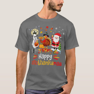 Happy Hallothanksmas Ghost Turkey Pumpkin Christma T-Shirt