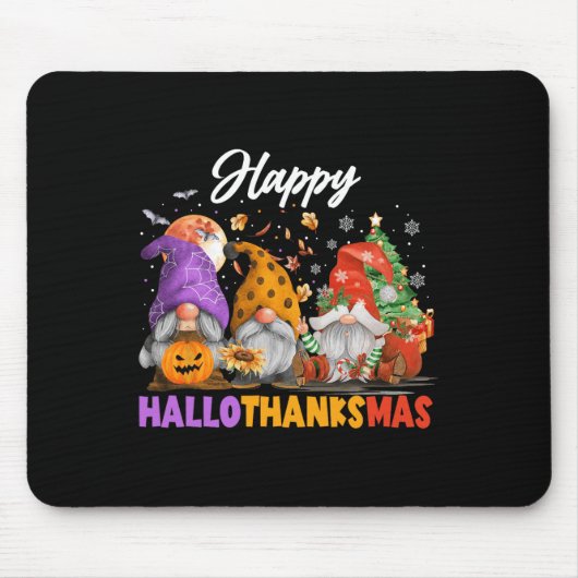 Happy Hallothanksmas Gnome Halloween Erntedank Mousepad (Vorne)