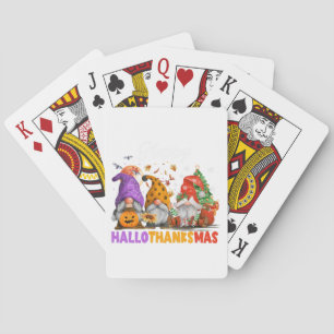 Happy Hallothanksmas Gnome Halloween Erntedank Spielkarten