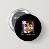 Happy Hallothanksmas Gnomes Halloween Erntedank Button (Vorne & Hinten)