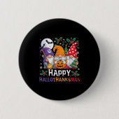 Happy Hallothanksmas Gnomes Halloween Erntedank Button (Vorderseite)