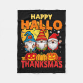 Happy Hallothanksmas Gnomes Halloween Erntedank Fleecedecke (Vorderseite)
