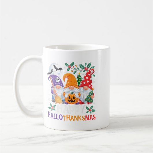 Happy Hallothanksmas Gnomes Halloween Erntedank Kaffeetasse (Links)