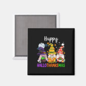 Happy Hallothanksmas Gnomes Halloween Erntedank Magnet (Vorderseite/Rückseite)