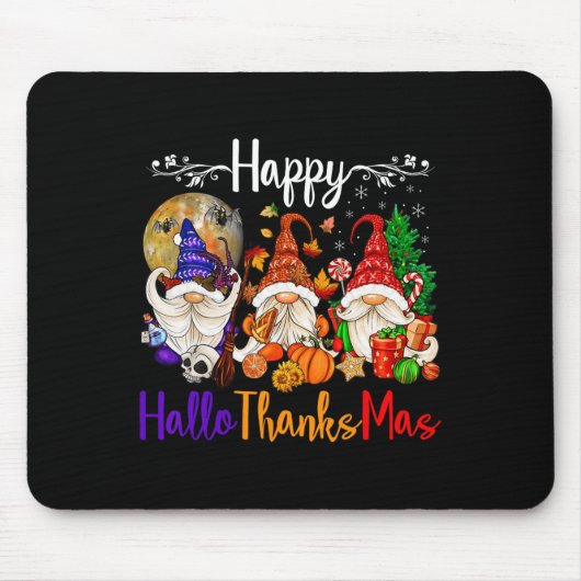 Happy Hallothanksmas Gnomes Halloween Erntedank Mousepad (Vorne)