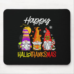 Happy Hallothanksmas Gnomes Halloween Erntedank Mousepad