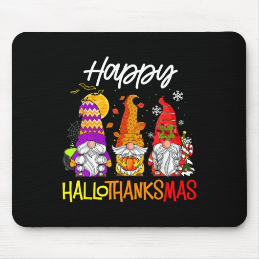 Happy Hallothanksmas Gnomes Halloween Erntedank Mousepad (Vorne)