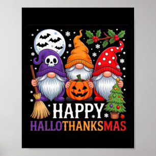 Happy Hallothanksmas Gnomes Halloween Erntedank Poster