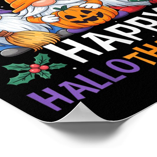 Happy Hallothanksmas Gnomes Halloween Erntedank Poster (Ecke)