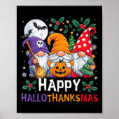 Happy Hallothanksmas Gnomes Halloween Erntedank Poster (Vorne)
