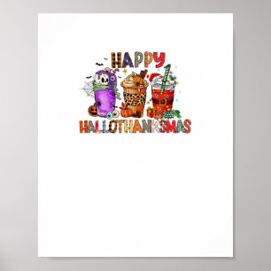 Happy Hallothanksmas Gnomes Halloween Erntedank Poster