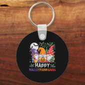 Happy Hallothanksmas Gnomes Halloween Erntedank Schlüsselanhänger (Vorderseite)