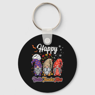 Happy Hallothanksmas Gnomes Halloween Erntedank Schlüsselanhänger