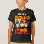 Happy Hallothanksmas Gnomes Halloween Erntedank T-Shirt (Vorderseite)