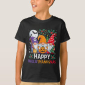 Happy Hallothanksmas Gnomes Halloween Erntedank T-Shirt (Vorderseite)