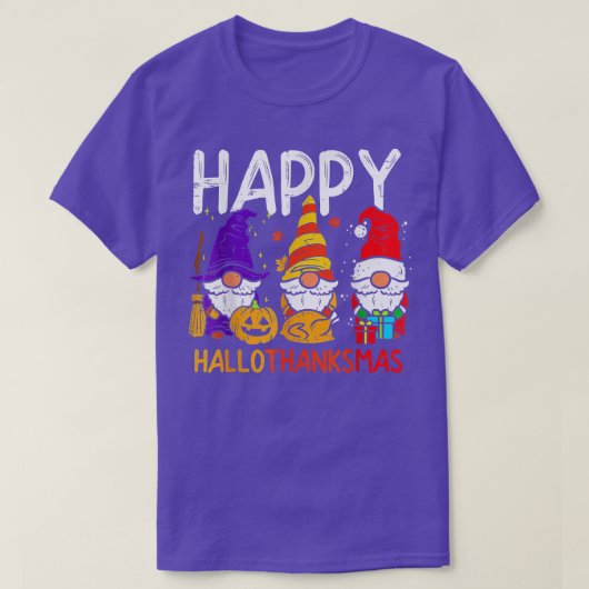 Happy Hallothanksmas Gnomes Halloween Erntedank T-Shirt (Design vorne)