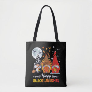 Happy Hallothanksmas Gnomes Halloween Erntedank Tasche