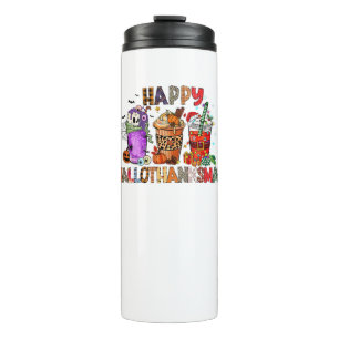 Happy Hallothanksmas Gnomes Halloween Erntedank Thermosbecher