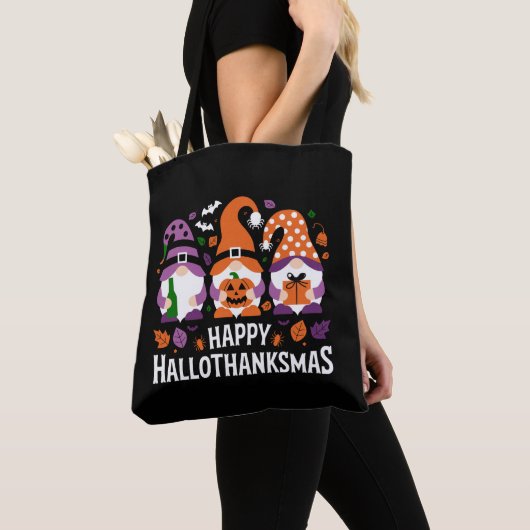 Happy Hallothanksmas Gnomes Lover Frohe Weihnachte Tasche (Von Nahem)