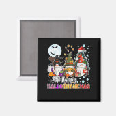 Happy Hallothanksmas Gnomes Lover Funny Halloween Magnet (Vorderseite/Rückseite)