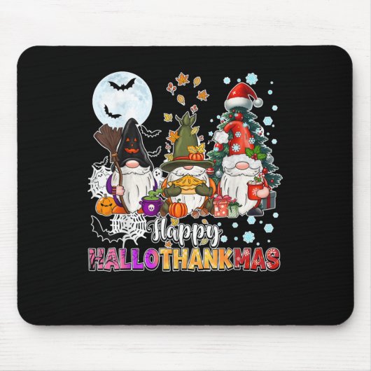 Happy Hallothanksmas Gnomes Lover Funny Halloween Mousepad (Vorne)