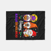 Happy Hallothanksmas Gnomes Lover Halloween Merry Fleecedecke (Vorderseite (Horizontal))