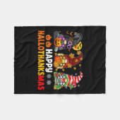 Happy Hallothanksmas Gnomes Lover Halloween Merry Fleecedecke (Vorderseite (Horizontal))