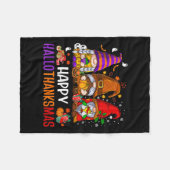 Happy Hallothanksmas Gnomes Lover Halloween Merry Fleecedecke (Vorderseite (Horizontal))