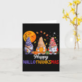 Happy Hallothanksmas Gnomes Lover Halloween Merry Karte (Gelbe Blume)