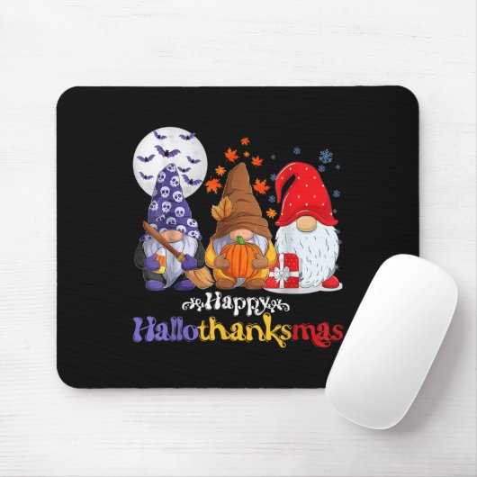 Happy Hallothanksmas Gnomes Lover Halloween Merry Mousepad (Mit Mouse)