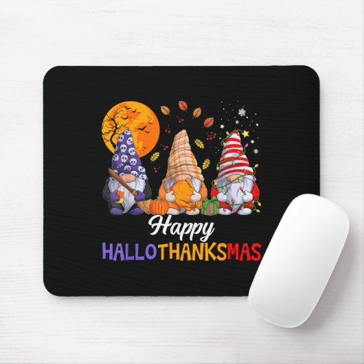 Happy Hallothanksmas Gnomes Lover Halloween Merry Mousepad (Mit Mouse)