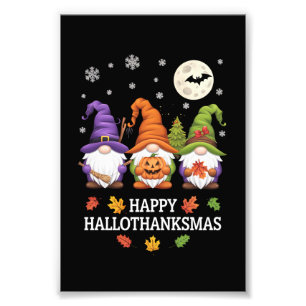 Happy Hallothanksmas Gnomes Lover Halloween Xmas Fotodruck