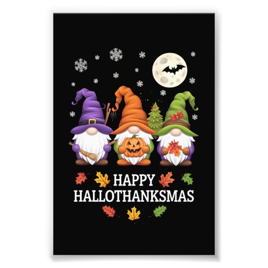 Happy Hallothanksmas Gnomes Lover Halloween Xmas Fotodruck (Vorne)
