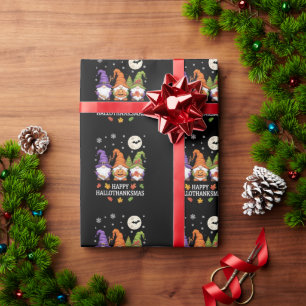 Happy Hallothanksmas Gnomes Lover Halloween Xmas Geschenkpapier