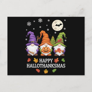 Happy Hallothanksmas Gnomes Lover Halloween Xmas Postkarte