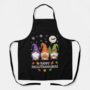 Happy Hallothanksmas Gnomes Lover Halloween Xmas Schürze