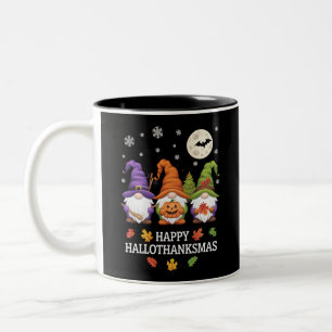 Happy Hallothanksmas Gnomes Lover Halloween Xmas Zweifarbige Tasse
