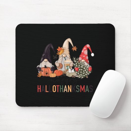Happy Hallothanksmas Gnomes Pumpkins Halloween Chr Mousepad (Mit Mouse)