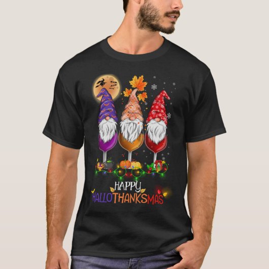 Happy Hallothanksmas Gnomes T-Shirt (Vorderseite)