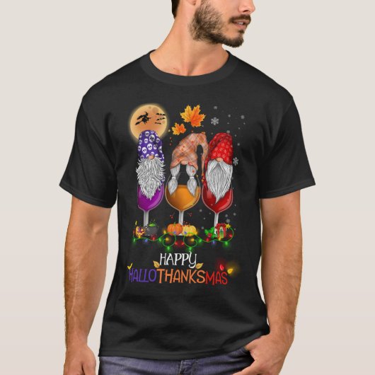 Happy Hallothanksmas Gnomes T-Shirt (Vorderseite)