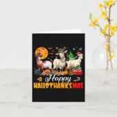 Happy Hallothanksmas Goat Halloween Erntedank C Karte (Gelbe Blume)